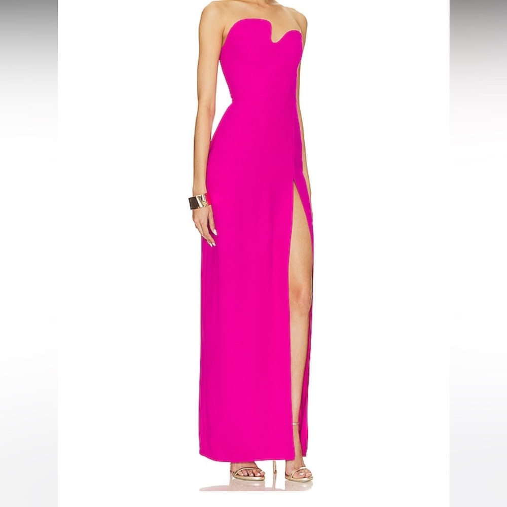 Amanda Uprichard x Revolve Strapless Puzzle Gown in Dark Hot Pink - Picture 2 of 4
